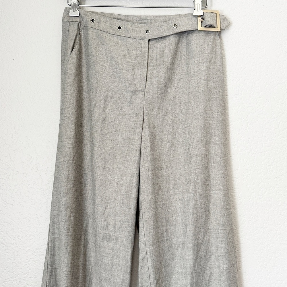 ST. JOHN Gray Wide Leg Dress Pants With Belt 6 - Picture 2 of 9